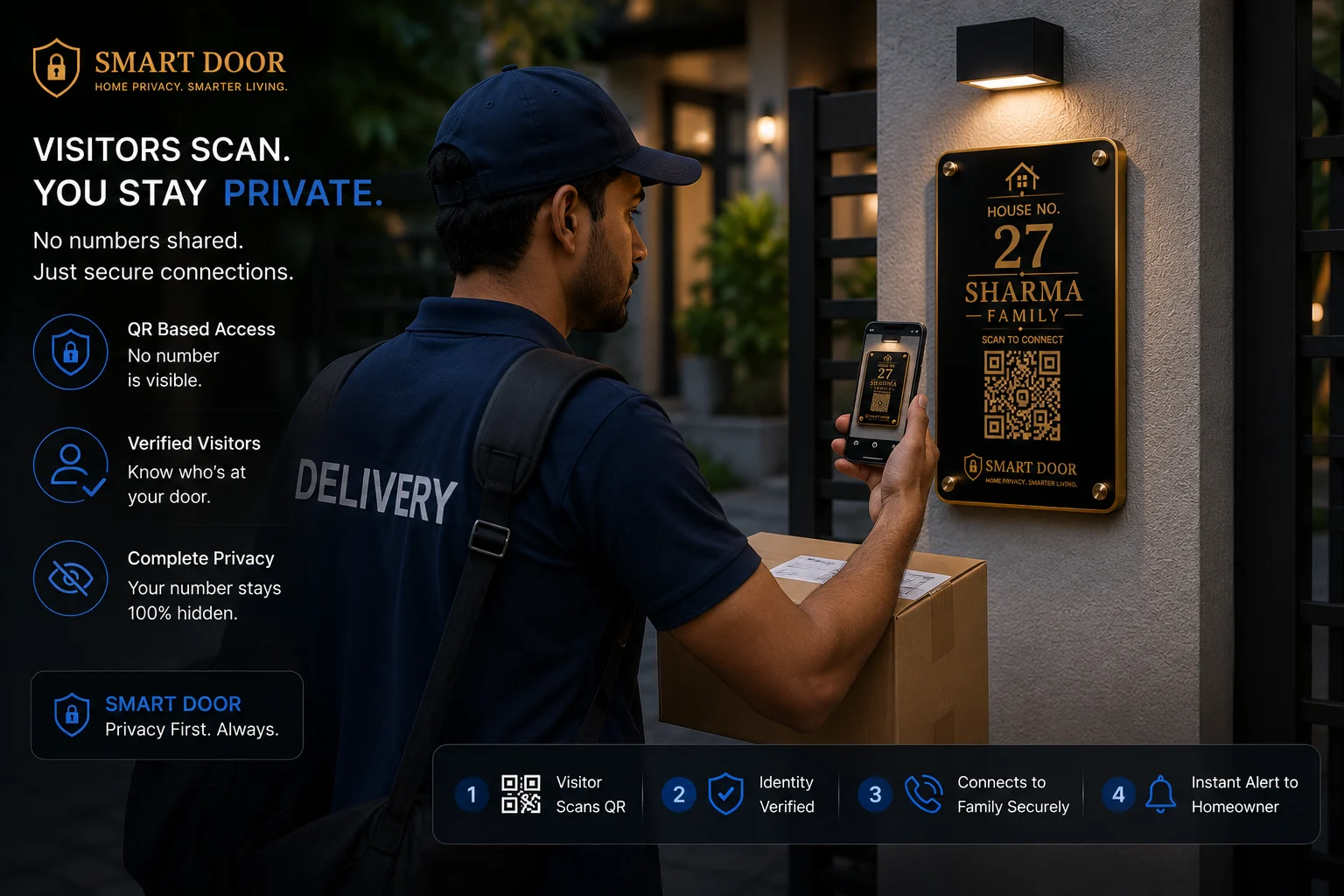 Visitor scanning My Smart Door QR